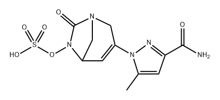 3-(3-carbamoyl-5-methyl-1H-pyrazol-1-yl)-7-oxo-1,6-diazabicyclo[3.2.1]oct-3-en-6-yl hydrogen sulfate 结构式