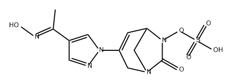 (E)-3-(4-(1-(HYDROXYIMINO)ETHYL)-1H-PYRAZOL-1-YL)-7-OXO-1,6-DIAZABICYCLO[3.2.1]OCT-3-EN-6-YL HYDROGE 结构式