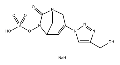 SODIUM 3-(4-(HYDROXYMETHYL)-1H-1,2,3-TRIAZOL-1-YL)-7-OXO-1,6-DIAZABICYCLO[3.2.1]OCT-3-EN-6-YL SULFAT 结构式