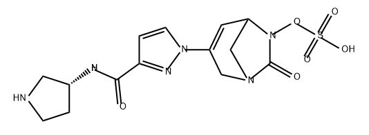 [7-OXO-3-[3-[[(3R)-PYRROLIDIN-3-YL]CARBAMOYL]PYRAZOL-1-YL]-1,6-DIAZABICYCLO[3.2.1]OCT-3-EN-6-YL]HYDR 结构式