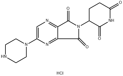 6-(2,6-dioxopiperidin-3-yl)-2-(piperazin-1-yl)-5H-pyrrolo[3,4-b]pyrazine-5,7(6H)-dione hydrochloride 结构式