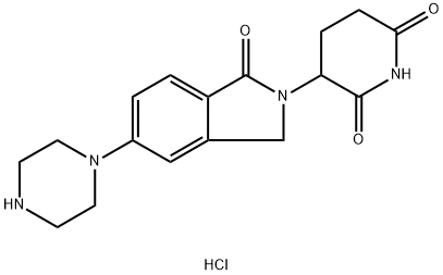 3-(1-氧代-5-(哌嗪-1-基)异吲哚啉-2-基)哌啶-2,6-二酮盐酸盐 结构式