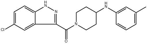 (5-chloro-1H-indazol-3-yl)(4-(m-tolylamino)piperidin-1-yl)methanone(5-chloro-1H-indazole-3-yl)(4-(m-toluidino)piperidino)methanone 结构式