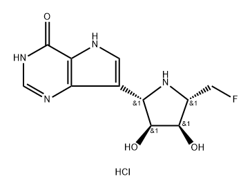 4H-Pyrrolo3,2-dpyrimidin-4-one, 7-(2S,3S,4R,5S)-5-(fluoromethyl)-3,4-dihydroxy-2-pyrrolidinyl-1,5-dihydro-, monohydrochloride 结构式