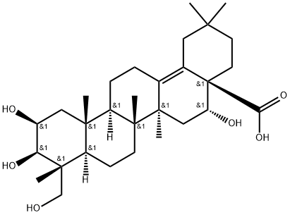 (2Β,3Β,4Α,16Α)-2,3,16,23-四羟基齐墩果-13(18)-烯-28-酸 结构式