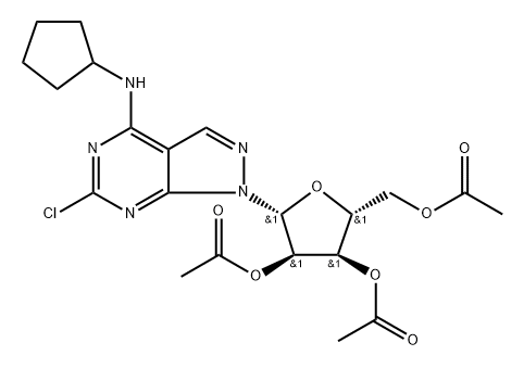 6-CHLORO-N-CYCLOPENTYL-1-(2,3,5-TRI-O-ACETYL-锟?D-RIBOFURANOSYL)-1H-PYRAZOLO[3,4-D]PYRIMIDIN-4-AMINE, 结构式