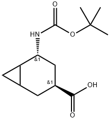 (3S, 5R)-5-tert-Butoxycarbonylamino-bicyclo[4.1.0]heptane-3-carboxylic acid 结构式