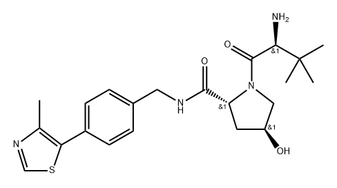 (4S)-3-甲基-L-缬氨酰-4-羟基-N-[[4-(4-甲基-5-噻唑基)苯基]甲基]-D-脯氨酰胺盐酸盐 结构式