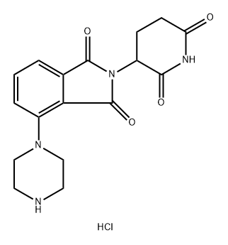 2-(2,6-二氧代哌啶-3-基)-4-(哌嗪-1-基)异吲哚啉-1,3-二酮盐酸盐 结构式