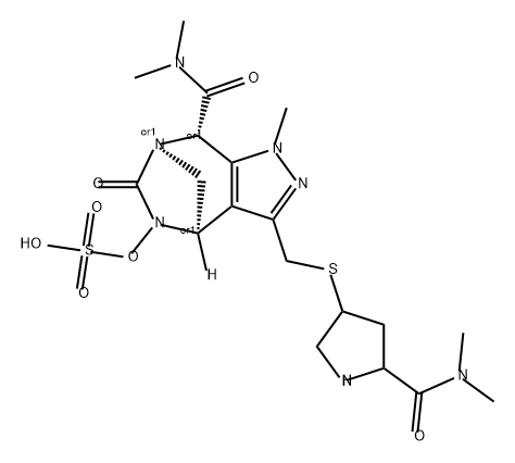 REL-(4R,7R,8S)-3-[[[5-[(DIMETHYLAMINO) CARBONYL]-3-PYRROLIDINYL]THIO]METHYL]-4,5,6,8- TETRAHYDRO-N,N 结构式