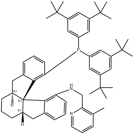 (1AS,4AS,9BS)-10-(双(3,5-二叔丁基苯基)磷烷基)-N-((3-甲基吡啶-2-基)甲基)-1,3,4,4A,5,13C-六氢-2H-茚并[2,1-D]芴-9-胺 结构式
