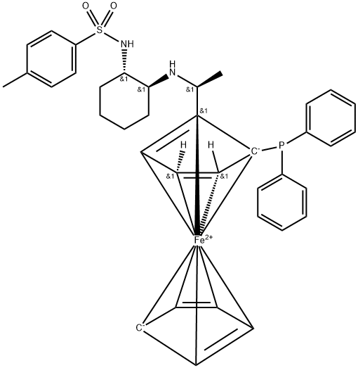 (1S)-1-(二苯基膦基)-2-[(1S)-1-[[(1S,2S)-2-[[(4-甲基苯基)磺酰基]氨基]环己基]氨基]乙基]二茂铁 结构式