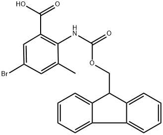 2-(((((9H-芴-9-基)甲氧基)羰基)氨基)-5-溴-3-甲基苯甲酸 结构式