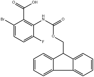 2-(((((9H-芴-9-基)甲氧基)羰基)氨基)-6-溴-3-氟苯甲酸 结构式