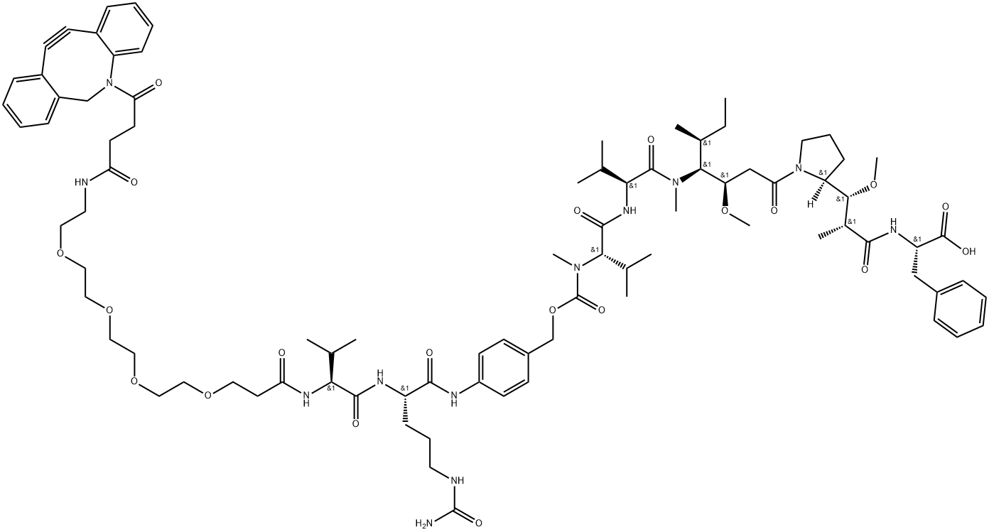 DBCO-PEG4-VAL-CIT-PAB-MMAF 结构式