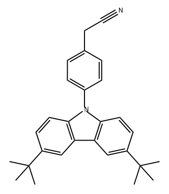 2-(4-(3,6-二叔丁基-9H-咔唑-9-基)苯基)乙腈 结构式