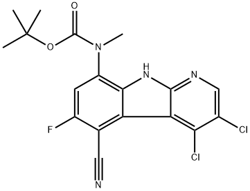 (3,4-二氯-5-氰基-6-氟-9H-吡啶[2,3-B]吲哚-8-基)(甲基)氨基甲酸叔丁酯 结构式