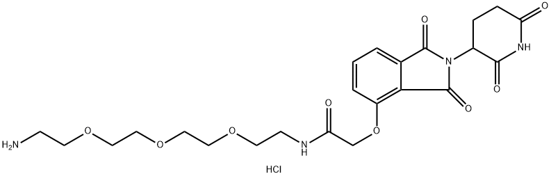 Thalidomide-O-amido-PEG3-C2-NH2 hydrochloride 结构式