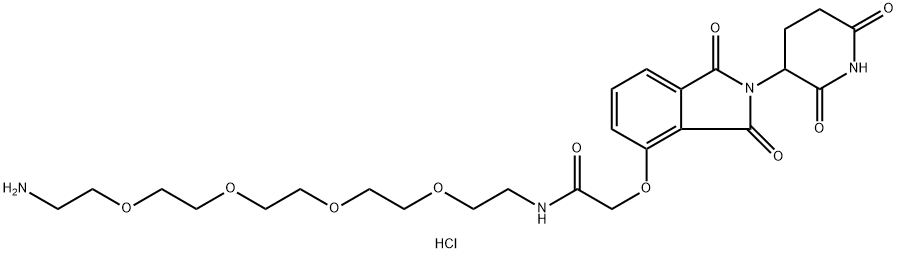 Thalidomide-O-amido-PEG4-C2-NH2 hydrochloride 结构式