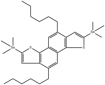 (5,10-二己基萘并[1,2-B:5,6-B']二噻吩-2,7-二基)双三甲基锡 结构式