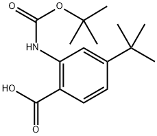 2-((叔丁氧基羰基)氨基)-4-(叔丁基)苯甲酸 结构式