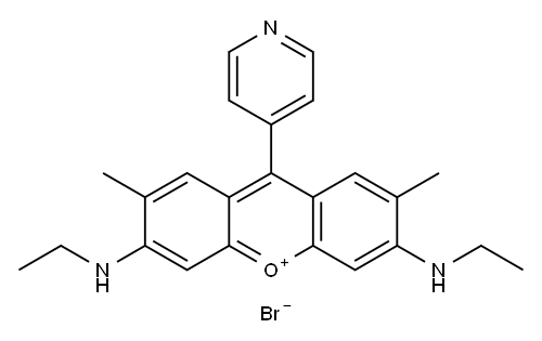 Xanthylium, 3,6-bis(ethylamino)-2,7-dimethyl-9-(4-pyridinyl)-, bromide (1:1) (ACI) 结构式