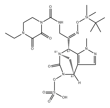 rel-(4R,7R,8S)-8-[(1E)-1-[[[(1,1-Dimethylethyl) dimethylsilyl]oxy]imino]-2-[[(4-ethyl-2,3-dioxo1-pip 结构式