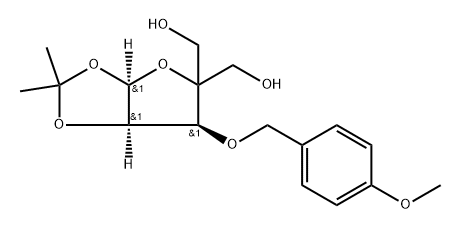 3-O-(4-Methoxybenzyl)-4-C-hydroxymethyl-1,2-O-isopropylidine-alpha-D-ribofuranose 结构式