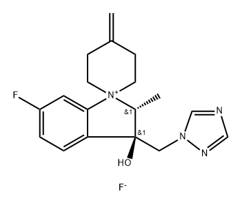 (2R,3R)-3-((1H-1,2,4-Triazol-1-yl)methyl)-6-fluoro-3-hydroxy-2-methyl-4''-methylenespiro[indoline-1,1''-piperidin]-1-ium fluoride 结构式