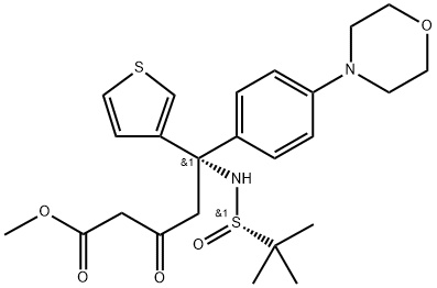 (S)-1-((S)-1,1-二甲基乙基亚磺酰氨基)-5-(4-吗啉代苯基)-3-氧代-5-(噻吩-3-基)戊酸甲酯 结构式