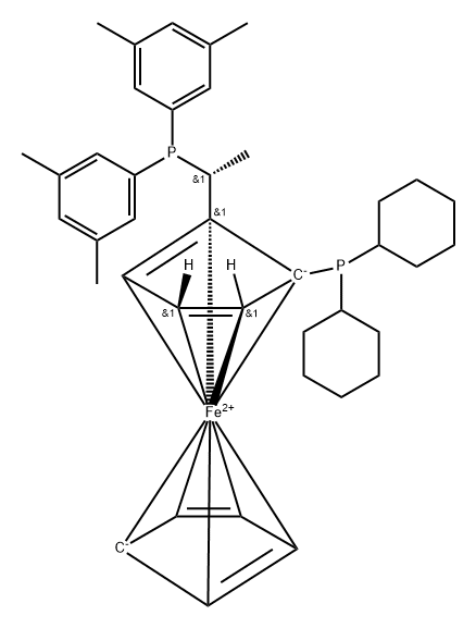 (R)-1-[(SP)-2-(二环己基膦)二茂铁基]乙基二(3,5-二甲苯基)膦 结构式