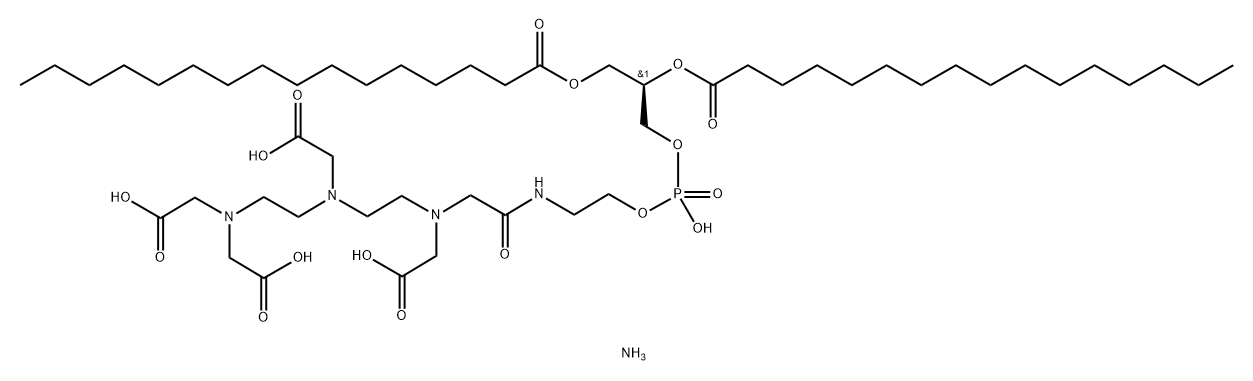 15,17,21-Trioxa-3,6,9,12-tetraaza-16-phosphaheptatriacontanoic acid, 3,6,9-tris(carboxymethyl)-16-hydroxy-11,22-dioxo-19-[(1-oxohexadecyl)oxy]-, 16-oxide, ammonium salt (1:5), (19R)- 结构式