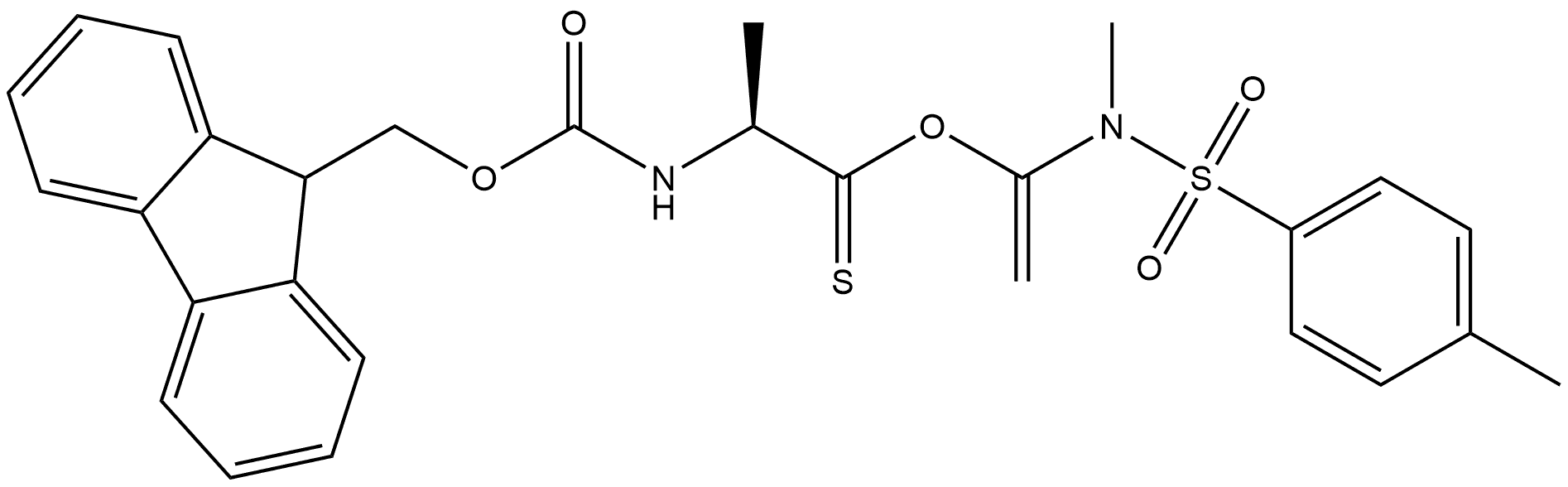 L-Alanine, N-[(9H-fluoren-9-ylmethoxy)carbonyl]-, 1-[methyl[(4-methylphenyl)sulfonyl]amino]ethenyl ester, (2S)- 结构式