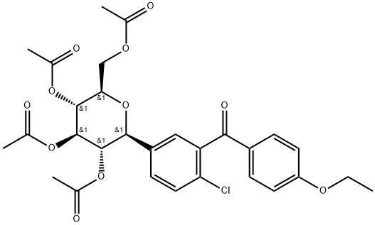 Methanone, [2-chloro-5-(2,3,4,6-tetra-O-acetyl-β-D-glucopyranosyl)phenyl](4-ethoxyphenyl)- 结构式