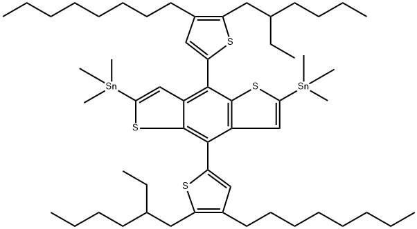 (4,8-双(5-(2-乙基己基)-4-辛基噻吩-2-基)苯并[1,2-B:4,5-B']二噻吩-2,6-二基)双三甲基锡 结构式