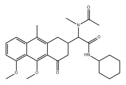 2-Anthraceneacetamide,N-cyclohexyl-1,2,3,4-tetrahydro-5,10-dimethoxy-9-methyl-alpha-(N-methylacetamido)-4-oxo-(8CI) 结构式