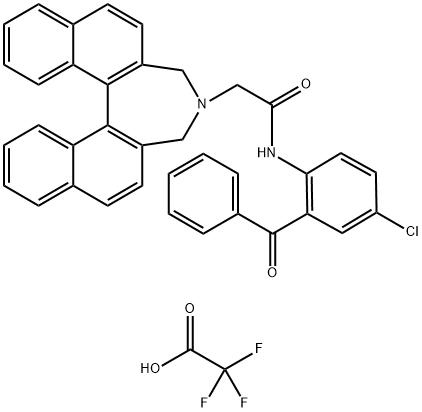 (R)-N-(2-苯甲酰-4-氯苯基)-2-(3,5-二氢-4H-二萘并[2,1-C:1',2'-E] 氮杂卓-4-基) 乙酰胺2,2,2-三氟醋酸盐 结构式