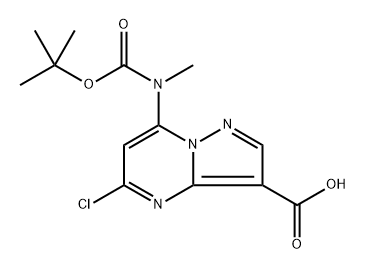 Pyrazolo[1,5-a]pyrimidine-3-carboxylic acid, 5-chloro-7-[[(1,1-dimethylethoxy)carbonyl]methylamino]- 结构式