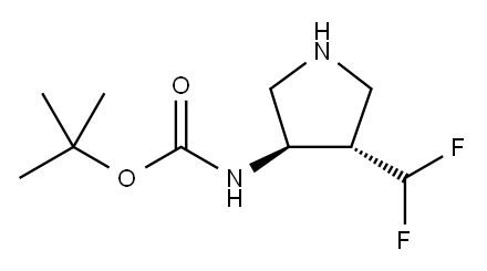 ((3R,4S)-4-(二氟甲基)吡咯烷-3-基)氨基甲酸叔丁酯 结构式