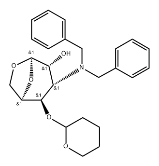 .beta.-D-Gulopyranose, 1,6-anhydro-3-bis(phenylmethyl)amino-3-deoxy-4-O-(tetrahydro-2H-pyran-2-yl)- 结构式