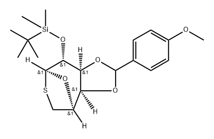 .beta.-D-Galactopyranose, 1,6-dideoxy-2-O-(1,1-dimethylethyl)dimethylsilyl-1,6-epithio-3,4-O-(4-methoxyphenyl)methylene- 结构式