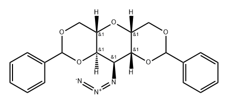 L-glycero-L-gluco-Heptitol, 2,6-anhydro-4-azido-4-deoxy-1,3:5,7-bis-O-(phenylmethylene)- 结构式