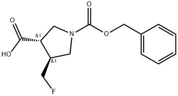 (3S,4S)-1-((苄氧基)羰基)-4-(氟甲基)吡咯烷-3-羧酸 结构式