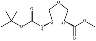 (3R,4S)-trans-4-tert-Butoxycarbonylamino-tetrahydro-furan-3-carboxylic acid methyl ester 结构式