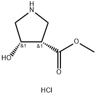 3-Pyrrolidinecarboxylic acid, 4-hydroxy-, methyl ester, hydrochloride (1:1), (3S… 结构式