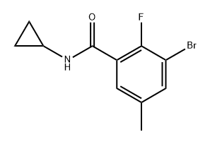 3-bromo-N-cyclopropyl-2-fluoro-5-methylbenzamide 结构式