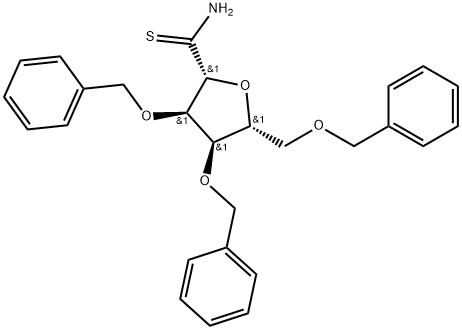 (2R,3R,4R,5R)-3,4-bis(benzyloxy)-5-((benzyloxy)methyl)tetrahydrofuran-2-carbothioamide 结构式