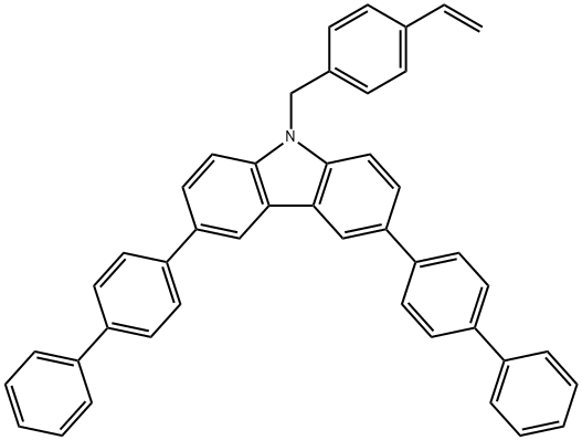 3,6-双([1,1'-联苯]-4-基)-9-[(4-乙烯基苯基) 甲基]-9H-咔唑 结构式