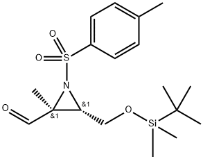 (2S,3S)-3-(((叔丁基二甲基甲硅烷基)氧基)甲基)-2-甲基-1-甲苯磺酰氮丙啶-2-甲醛 结构式