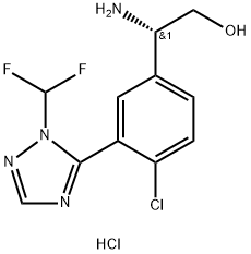 Benzeneethanol, β-amino-4-chloro-3-[1-(difluoromethyl)-1H-1,2,4-triazol-5-yl]-, hydrochloride (1:1), (βS)- 结构式